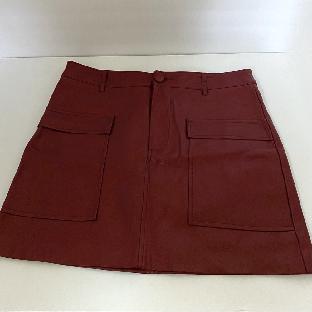 Zara red leather skirt